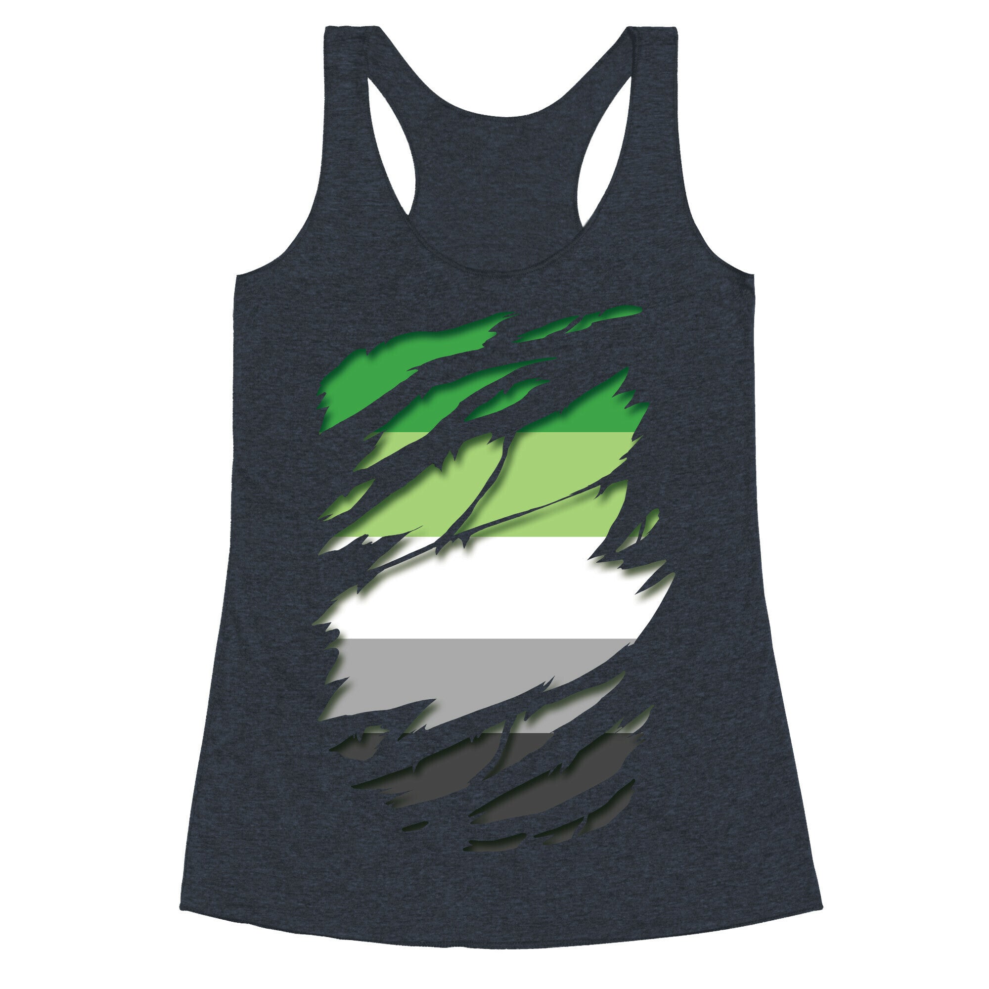 Ripped Shirt: Aromantic Pride Racerback Tank